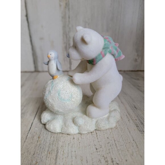 Russ snowy days Flocked polar‎ bear penguin Snowman Xmas figure - Picture 1 of 8